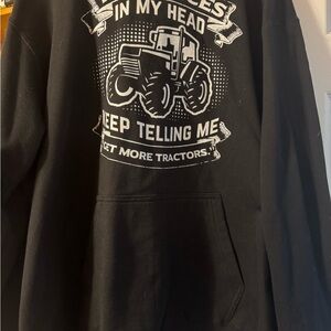 Black Hoodie with Tractor Graphic